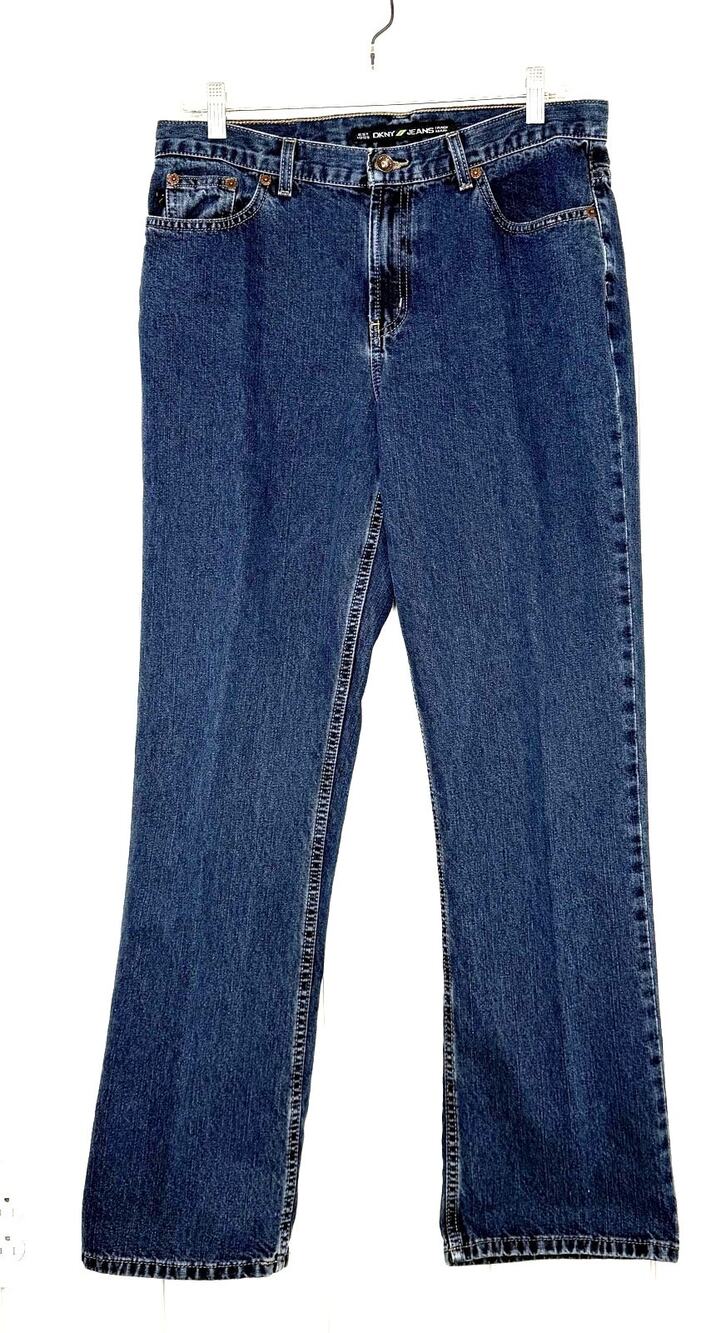 DKNY Jeans Women 12R Blue Straight Leg Denim Y2K Vintage 100% Cotton 30.5 inseam